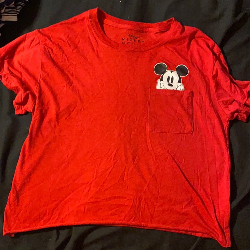 Red disney mickey cropped tee